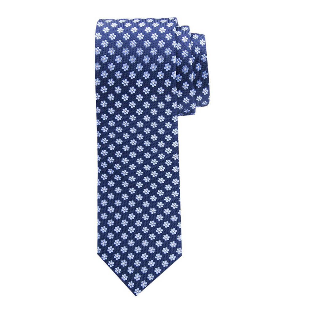 Profuomo zijden stropdas blauw/wit, Blauw/wit
