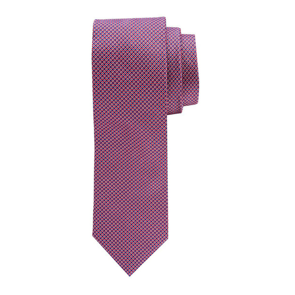 Profuomo zijden stropdas rood/blauw/wit
