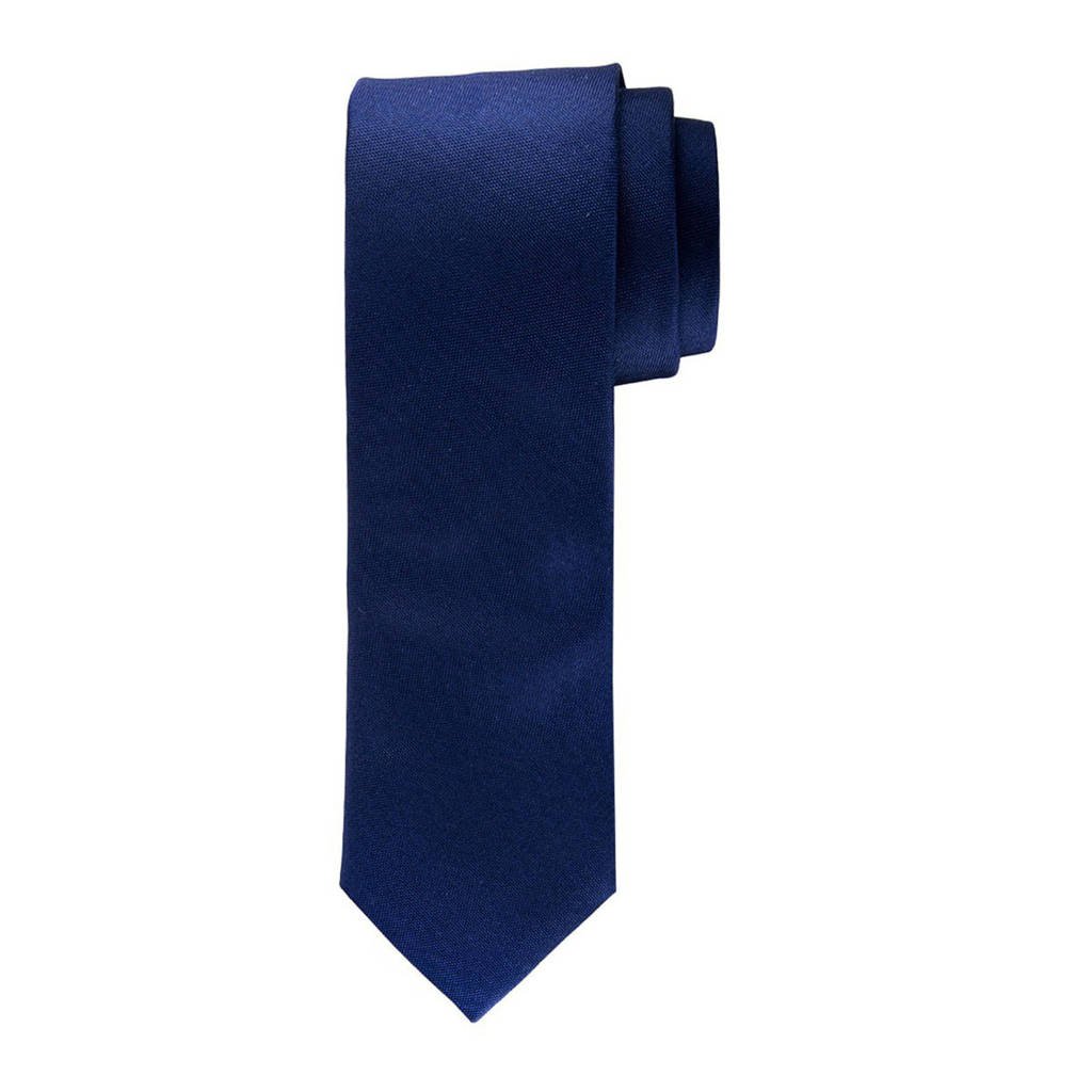 Profuomo zijden stropdas marine/wit, Donkerblauw