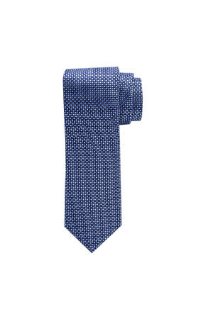 zijden stropdas blauw/wit