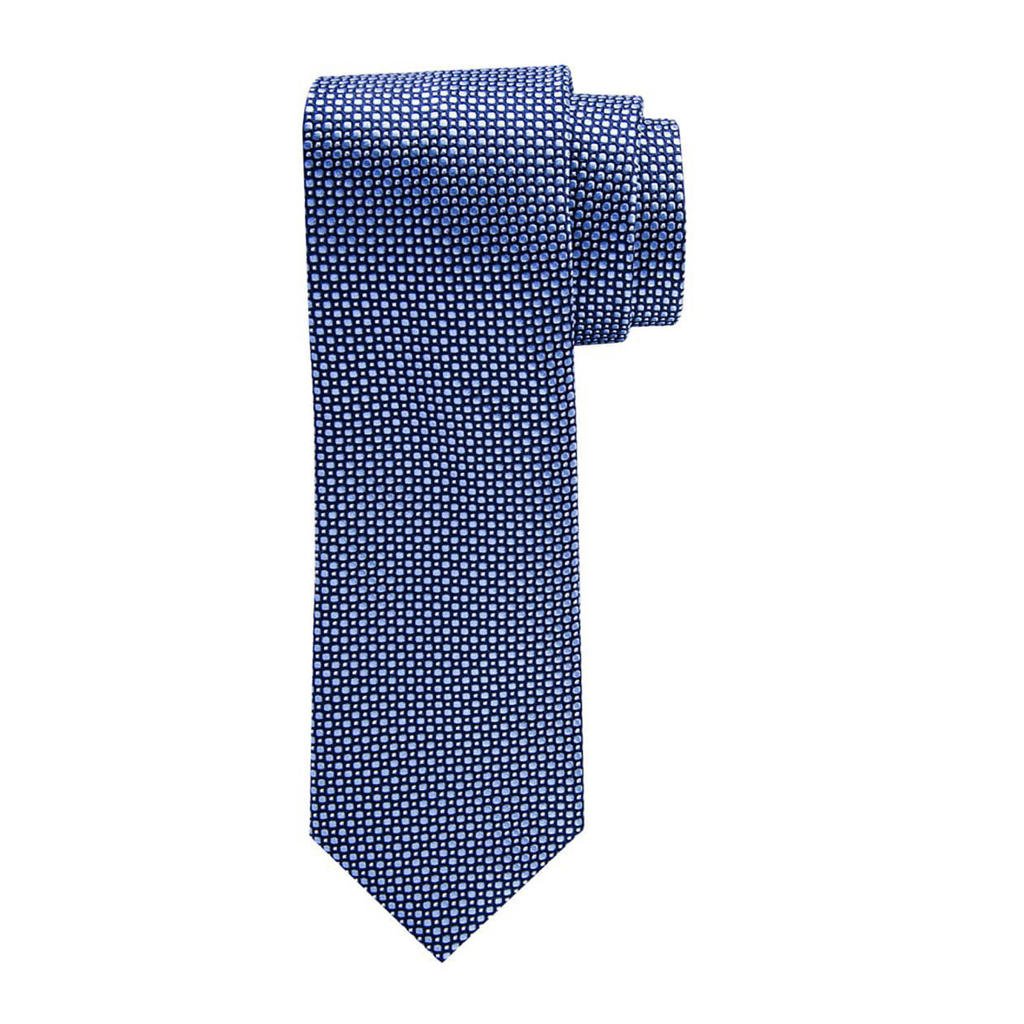Profuomo zijden stropdas blauw/wit