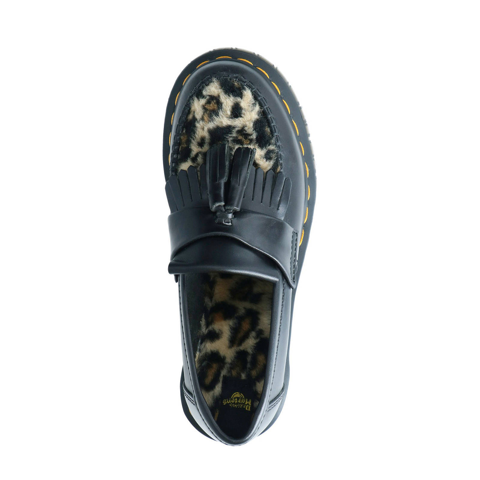 Dr. Martens Adrian Black leren loafers met panterprint zwart | wehkamp