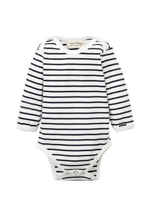 baby romper lange mouw Breton Stripes donkerblauw/wit