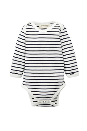 baby romper lange mouw Breton Stripes donkerblauw/wit