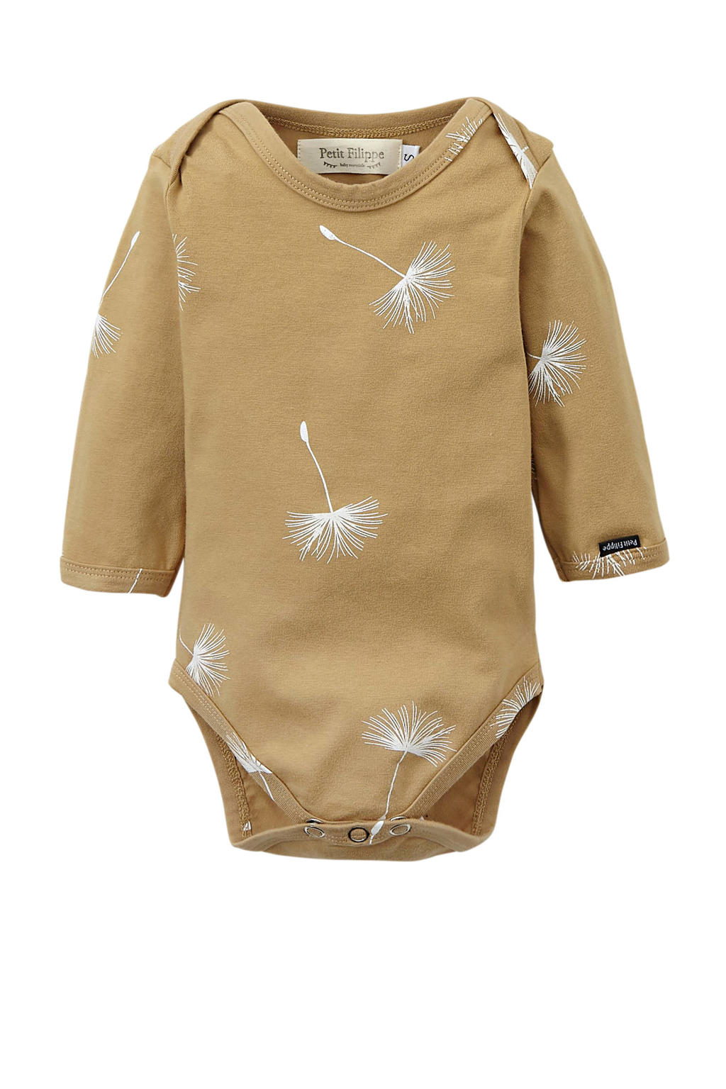Petit Filippe baby romper lange mouw Dandelion beige/wit