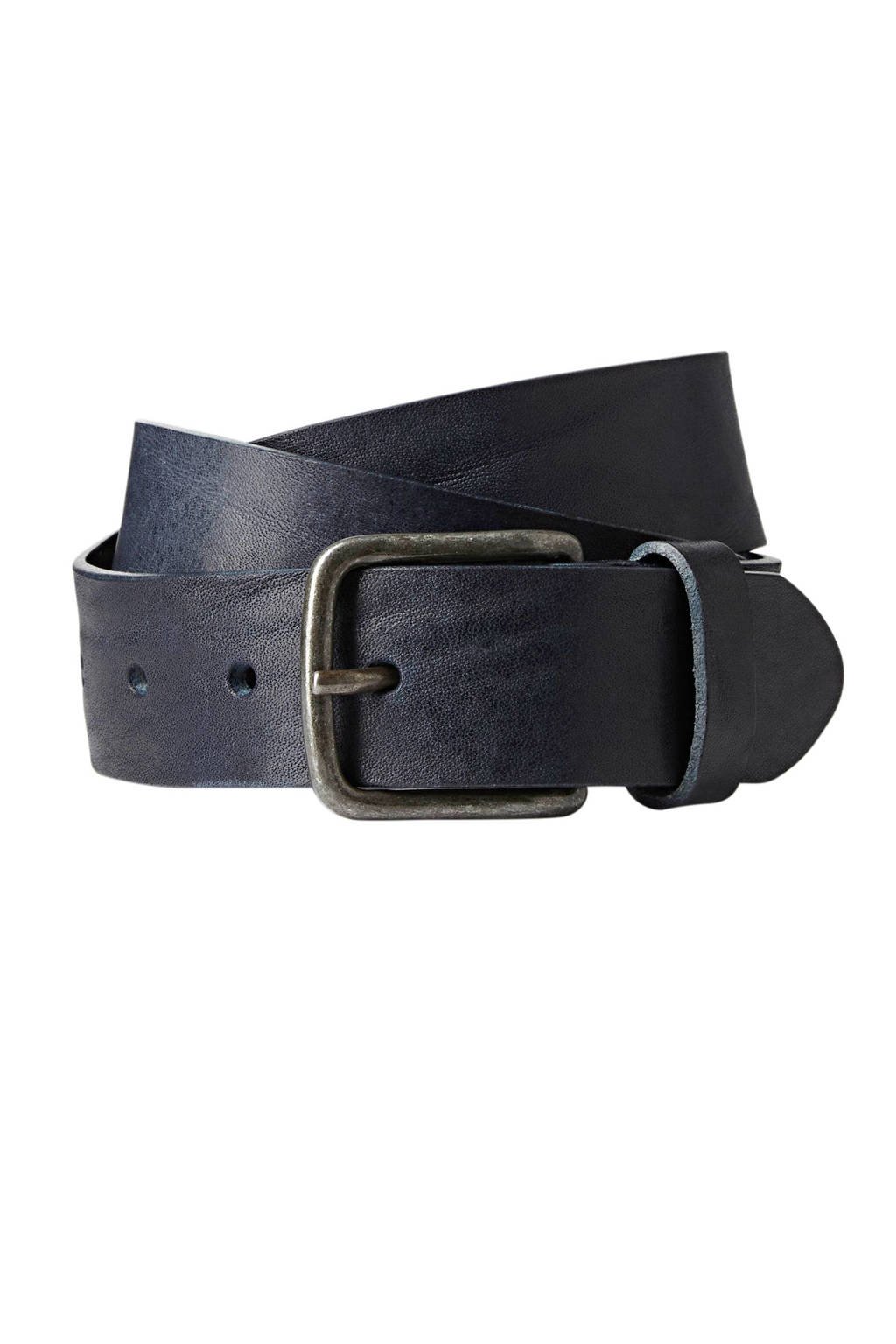 JACK & JONES leren riem donkerblauw, Donkerblauw