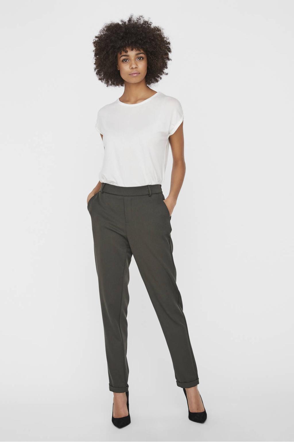 VERO MODA slim fit pantalon Maya donkergroen