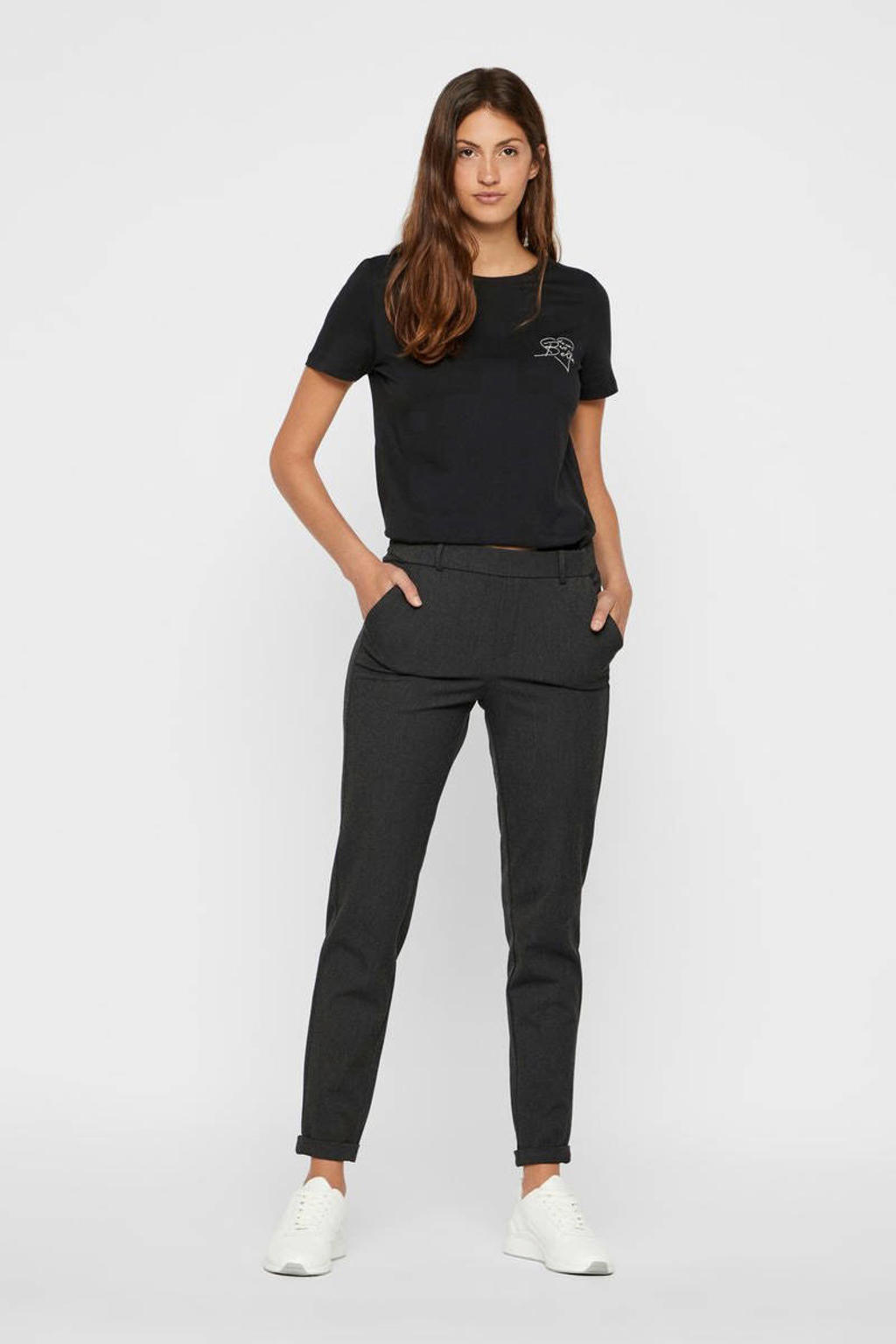 VERO MODA slim fit pantalon VMMAYA donkergrijs