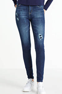 Blauwe dames Raizzed super skinny jeans Blossom van stretchdenim met regular waist en rits- en knoopsluiting