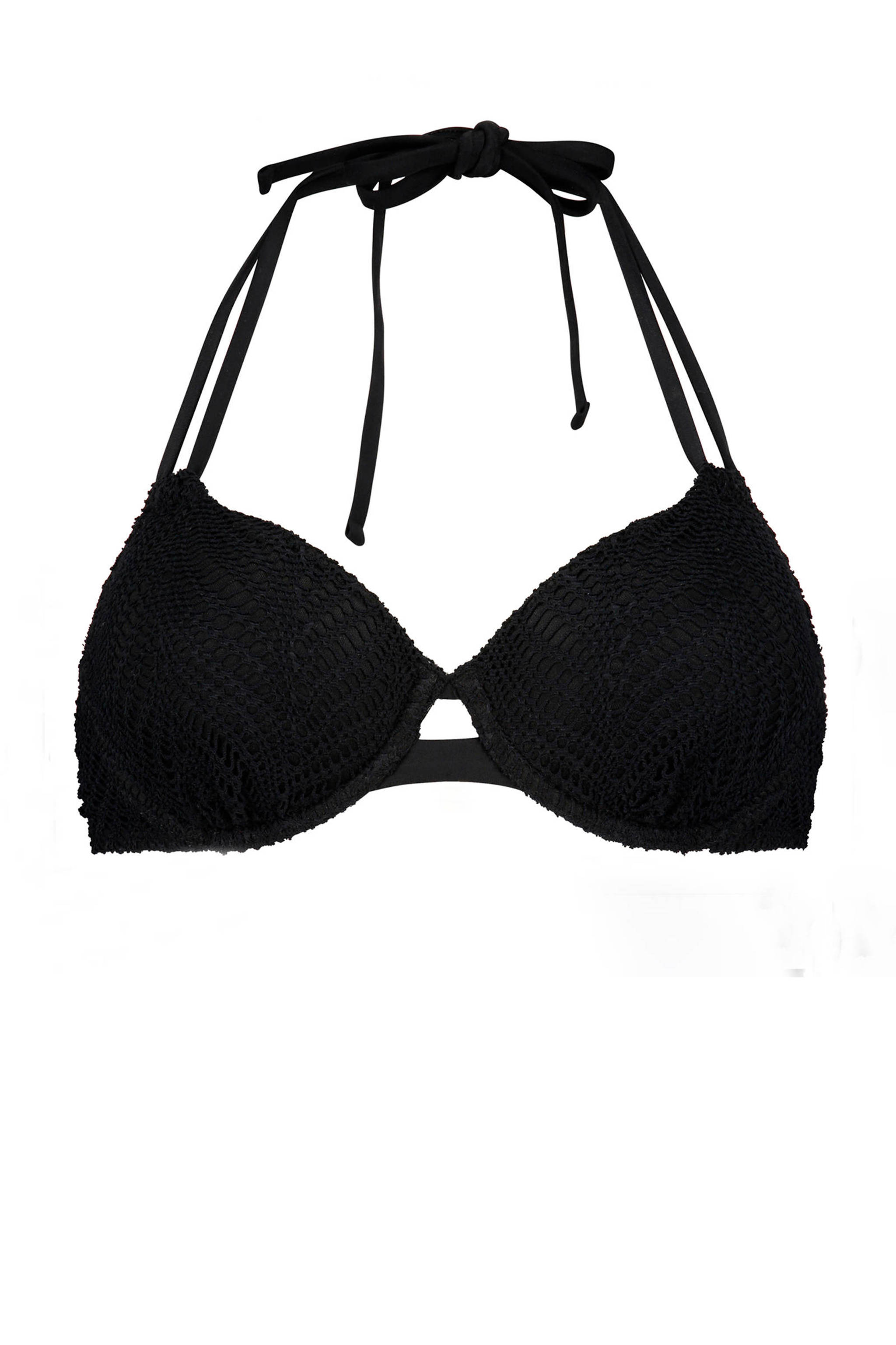 Hunkemöller voorgevormde push-up bikinitop zwart | wehkamp