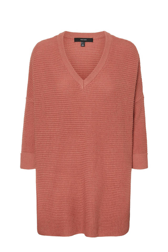 VERO MODA CURVE trui VMLEANNA van gerecycled polyester oud roze wehkamp
