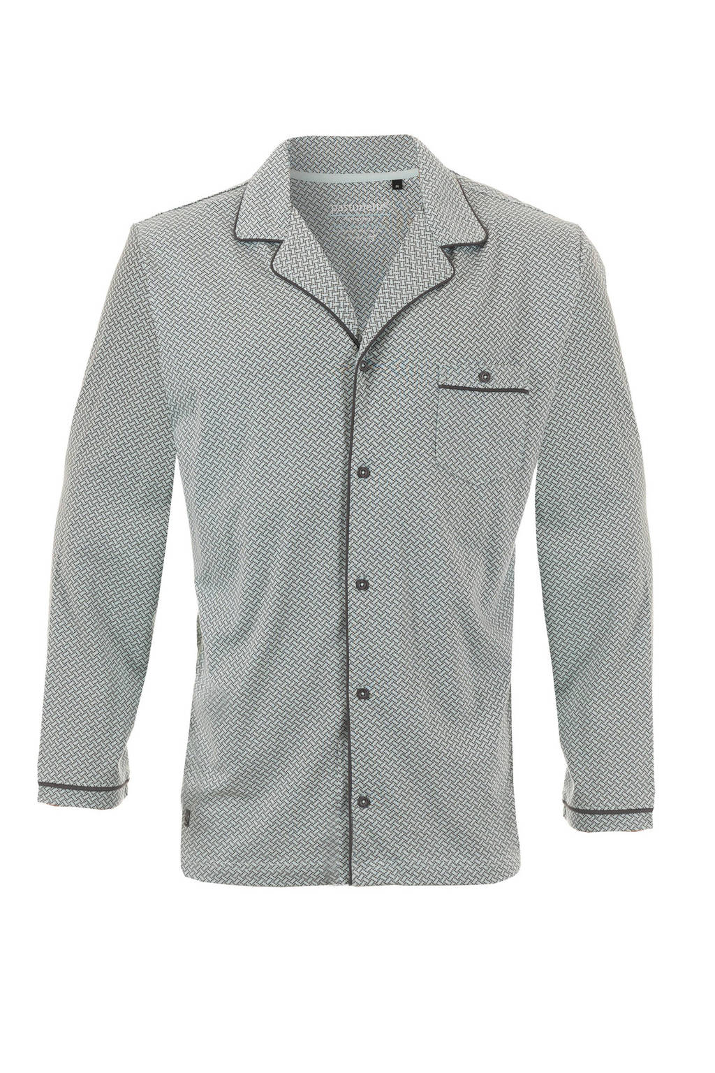 Pastunette for men jersey pyjamatop met knoopsluiting lichtgroen, Lichtgroen