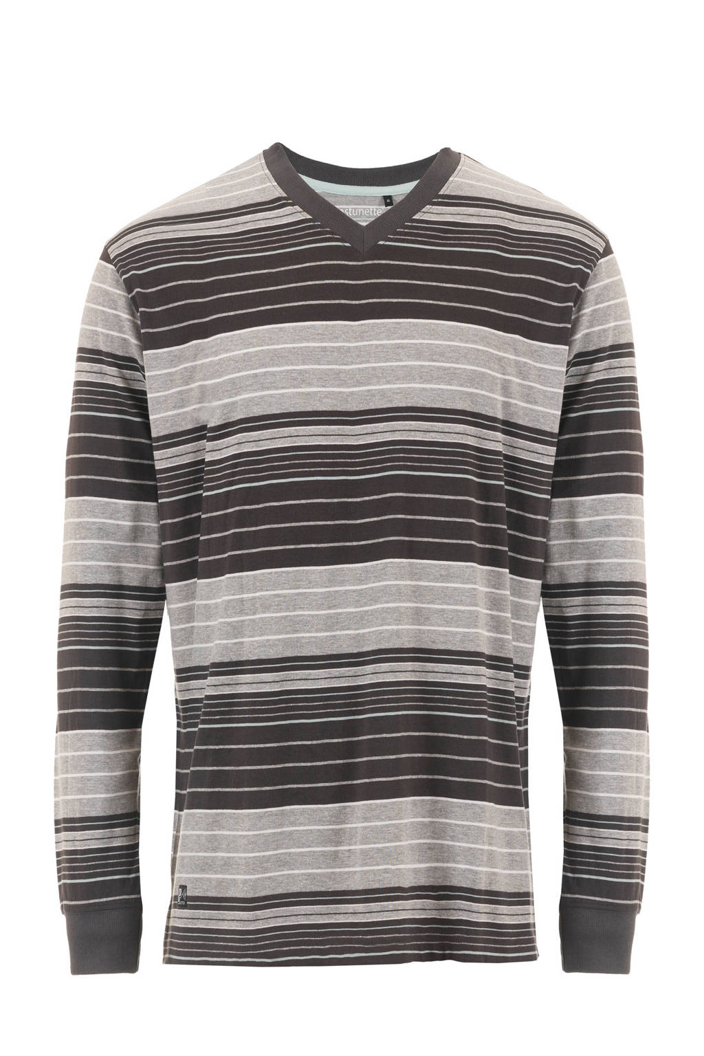 Pastunette for men gestreepte pyjamatop grijs/donkergrijs, Grijs/donkergrijs