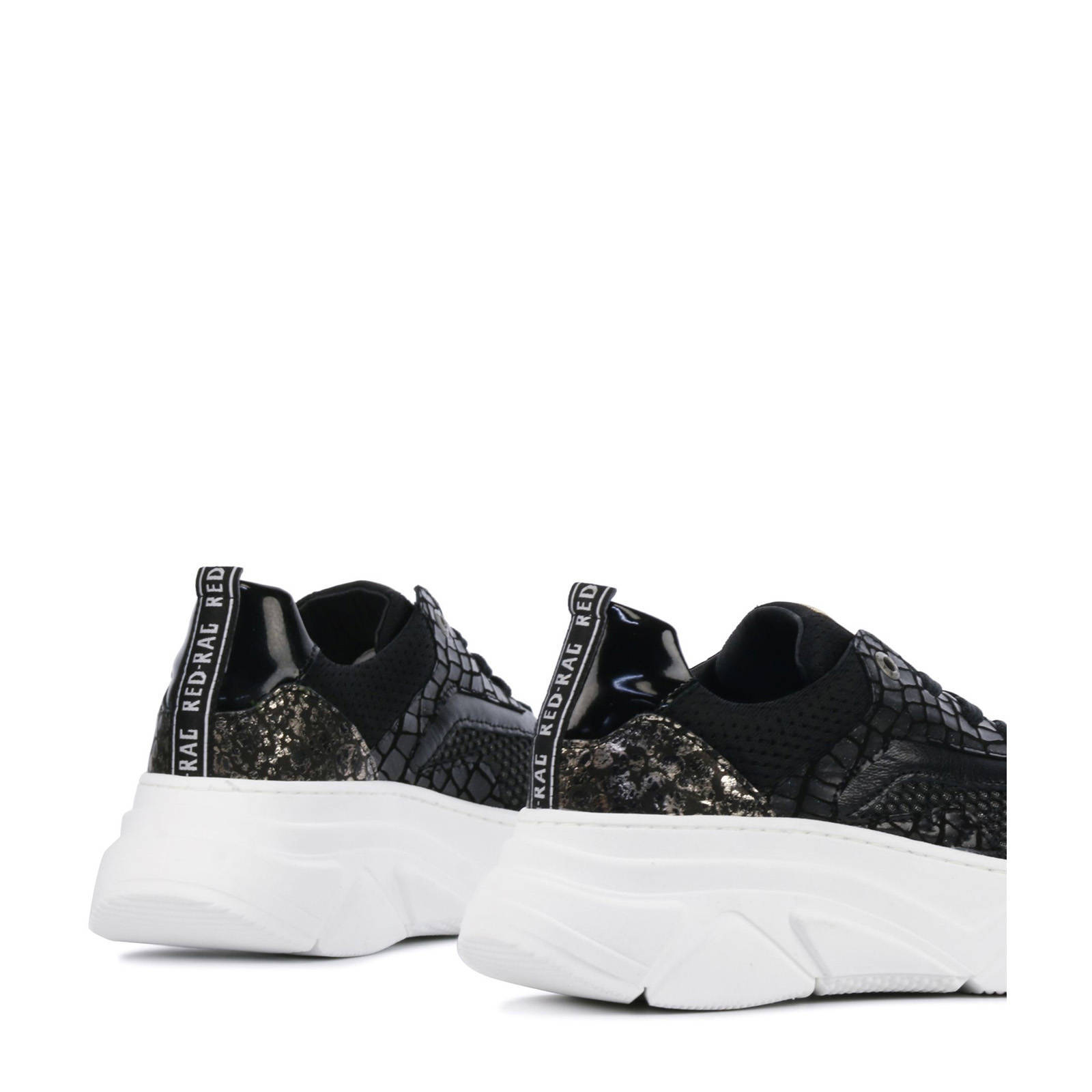 Red Rag 13044 leren sneakers zwart | wehkamp