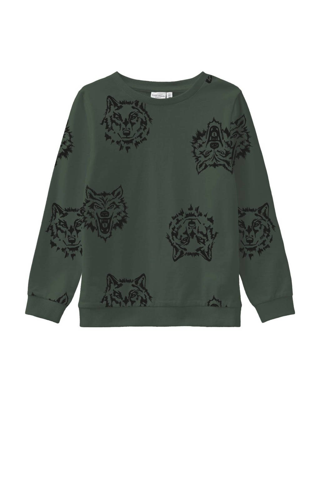 NAME IT KIDS sweater Wimon met dierenprint groen, Groen