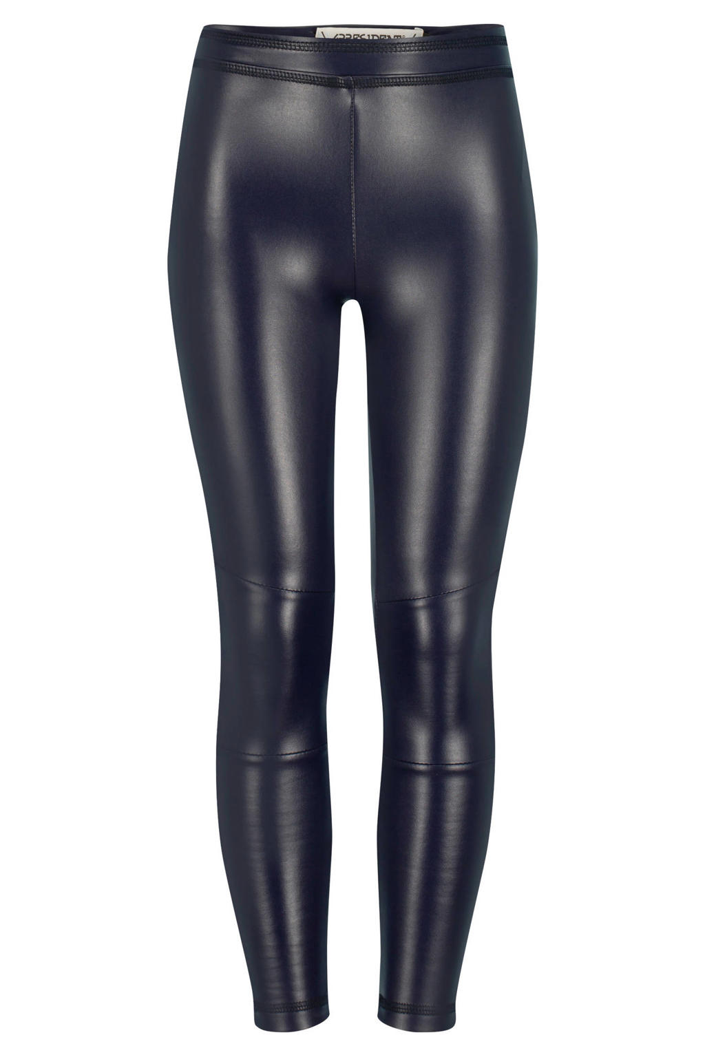 Donkerblauwe meisjes 4PRESIDENT imitatieleren legging Paris met slim fit, regular waist en effen