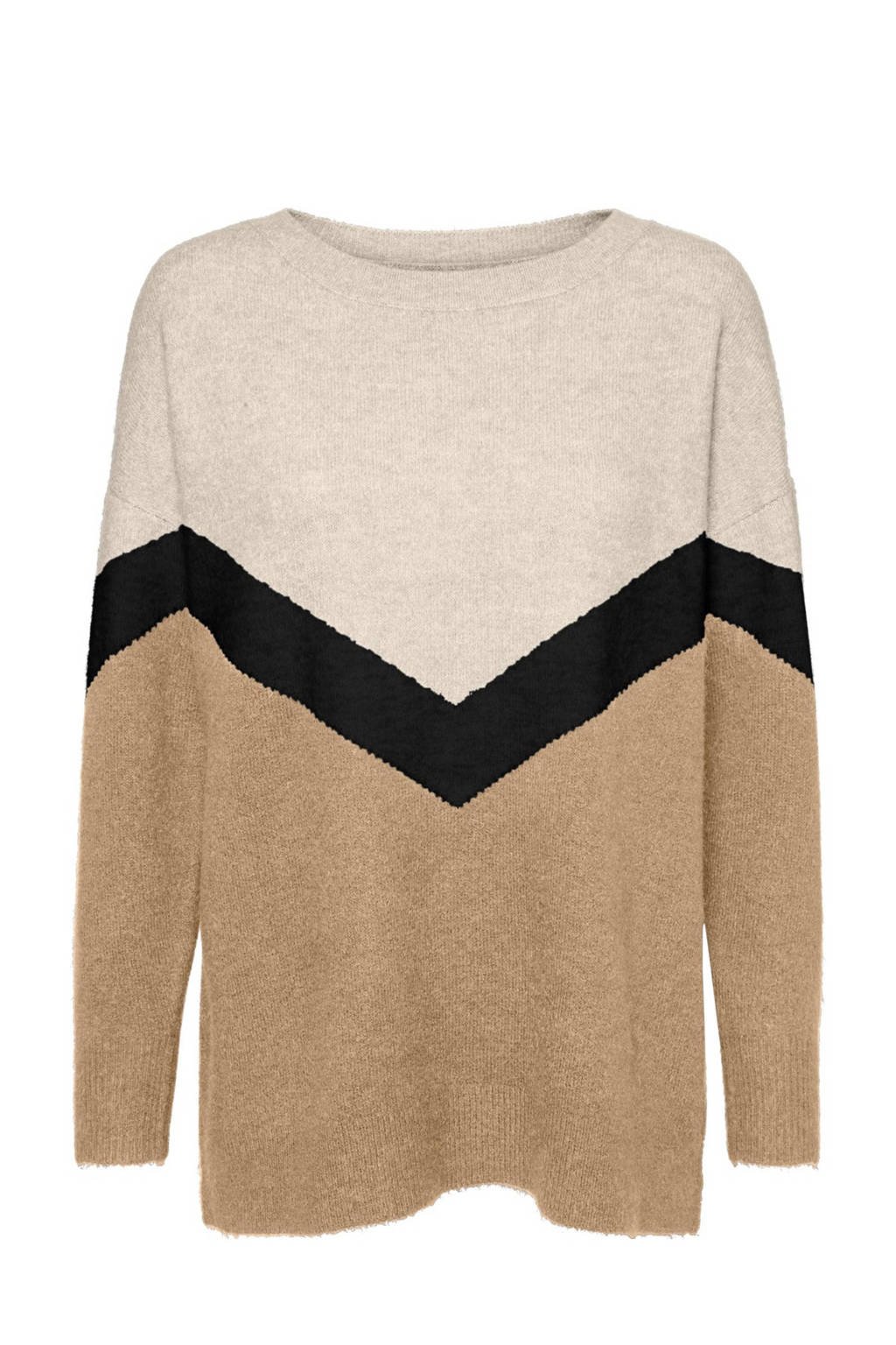 VERO MODA trui beige/zwart, Beige/zwart