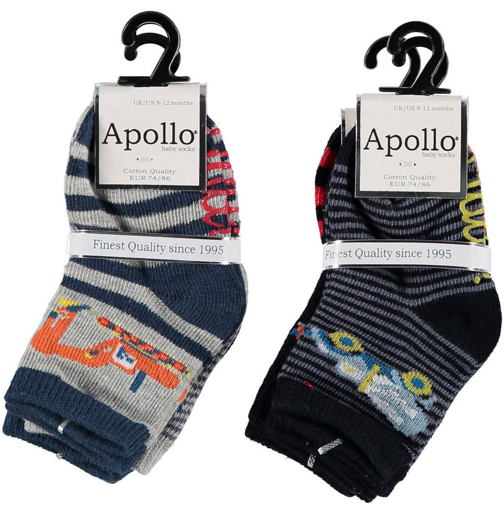 Apollo sokken - set van 6 zwart/grijs, Zwart/grijs
