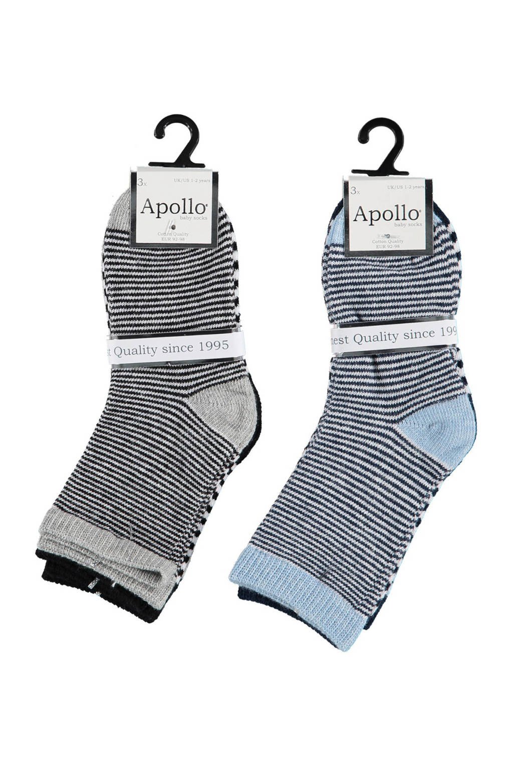 Apollo sokken - set van 6 grijs/blauw, Grijs/blauw