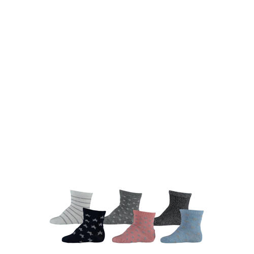 Apollo sokken - set van 6 zwart/grijs/blauw/roze afbeelding