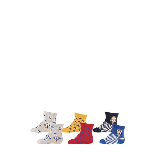 Apollo sokken - set van 6 beige/grijs/rood/geel/blauw afbeelding