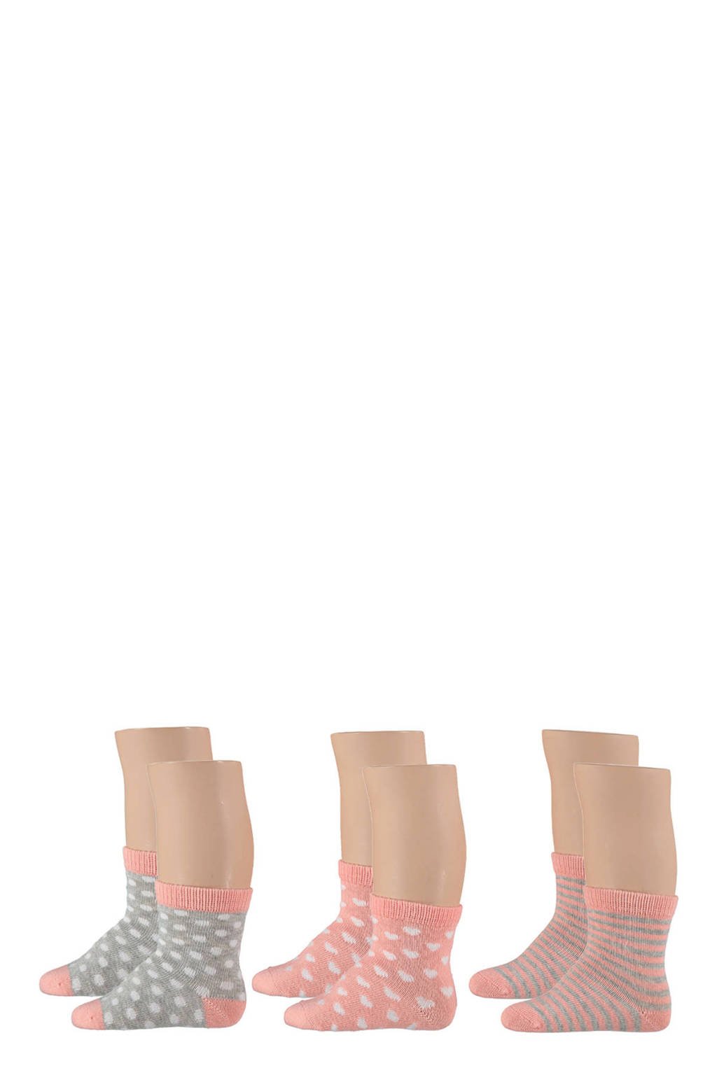 Apollo sokken - set van 6 roze/grijs