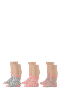 Apollo sokken - set van 6 roze/grijs