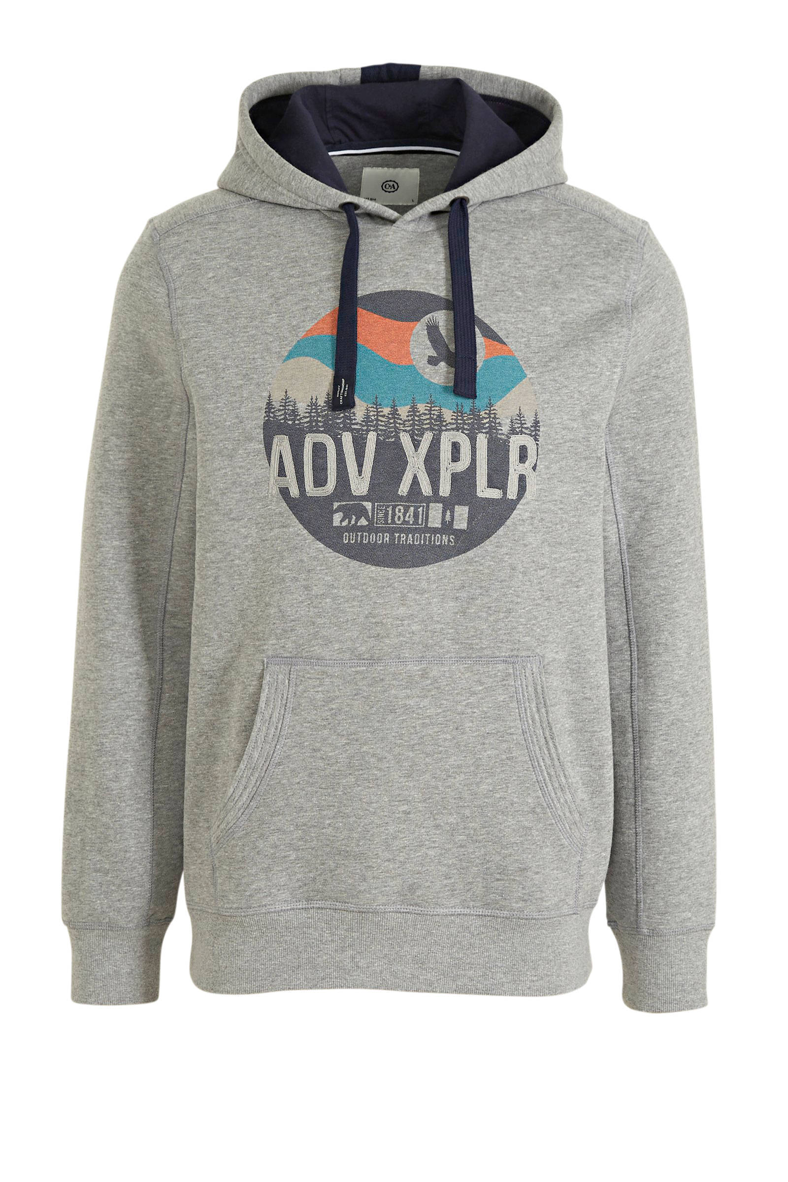 C&A hoodie met printopdruk grijs | wehkamp C&A hoodie met printopdruk lichtgrijs melangerood | wehkamp