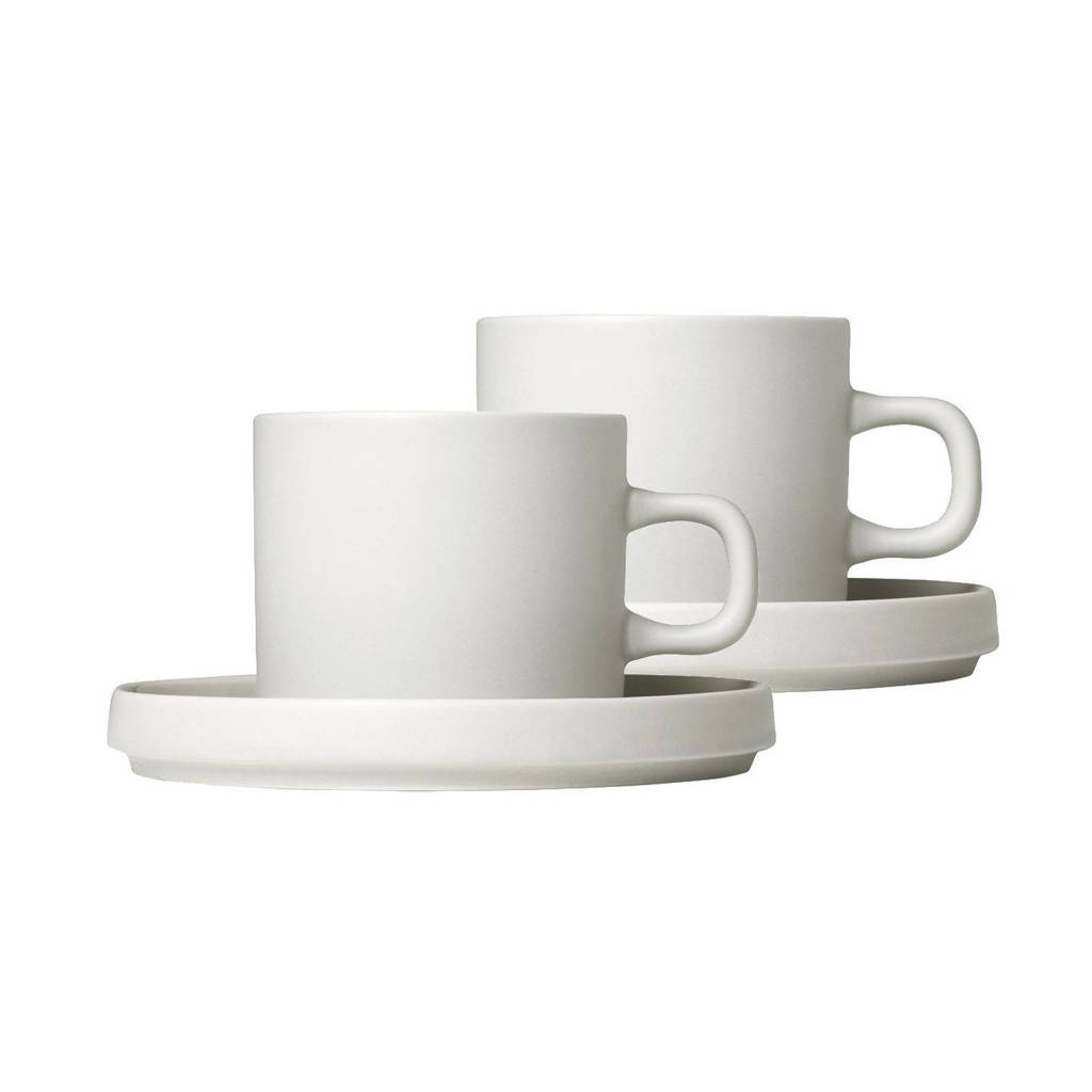 Blomus Koffie Kop & Schotel Pilare Moonbeam 20 cl)(2 sets), Creme