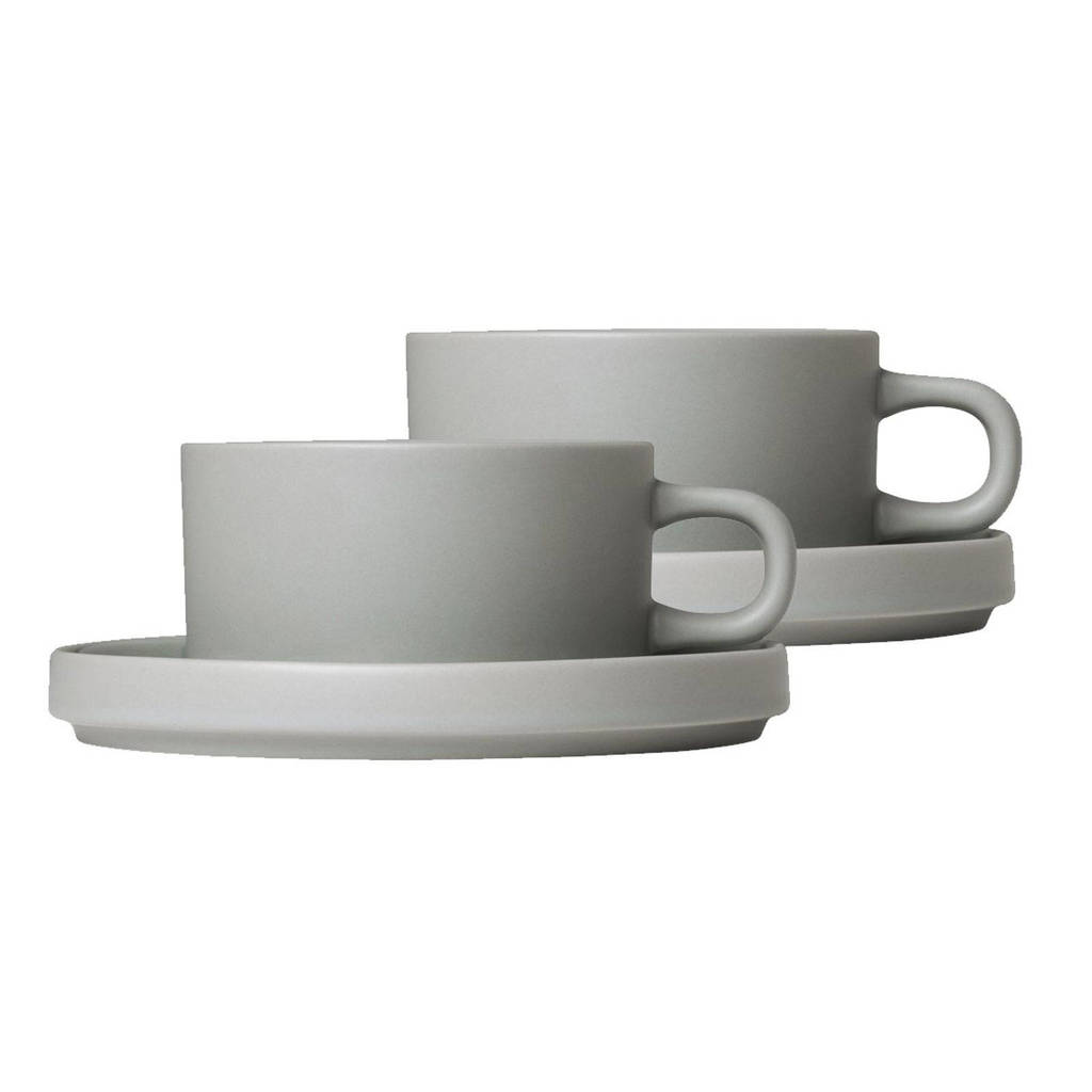 Blomus kopje met schotel (set van 2), Grijs