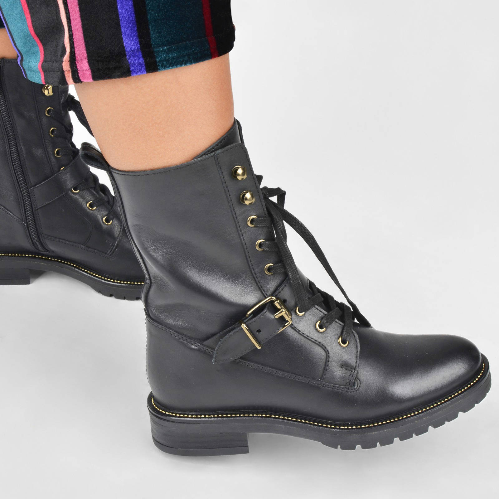 PS Poelman Dungaball leren veterboots met siergesp zwart | wehkamp
