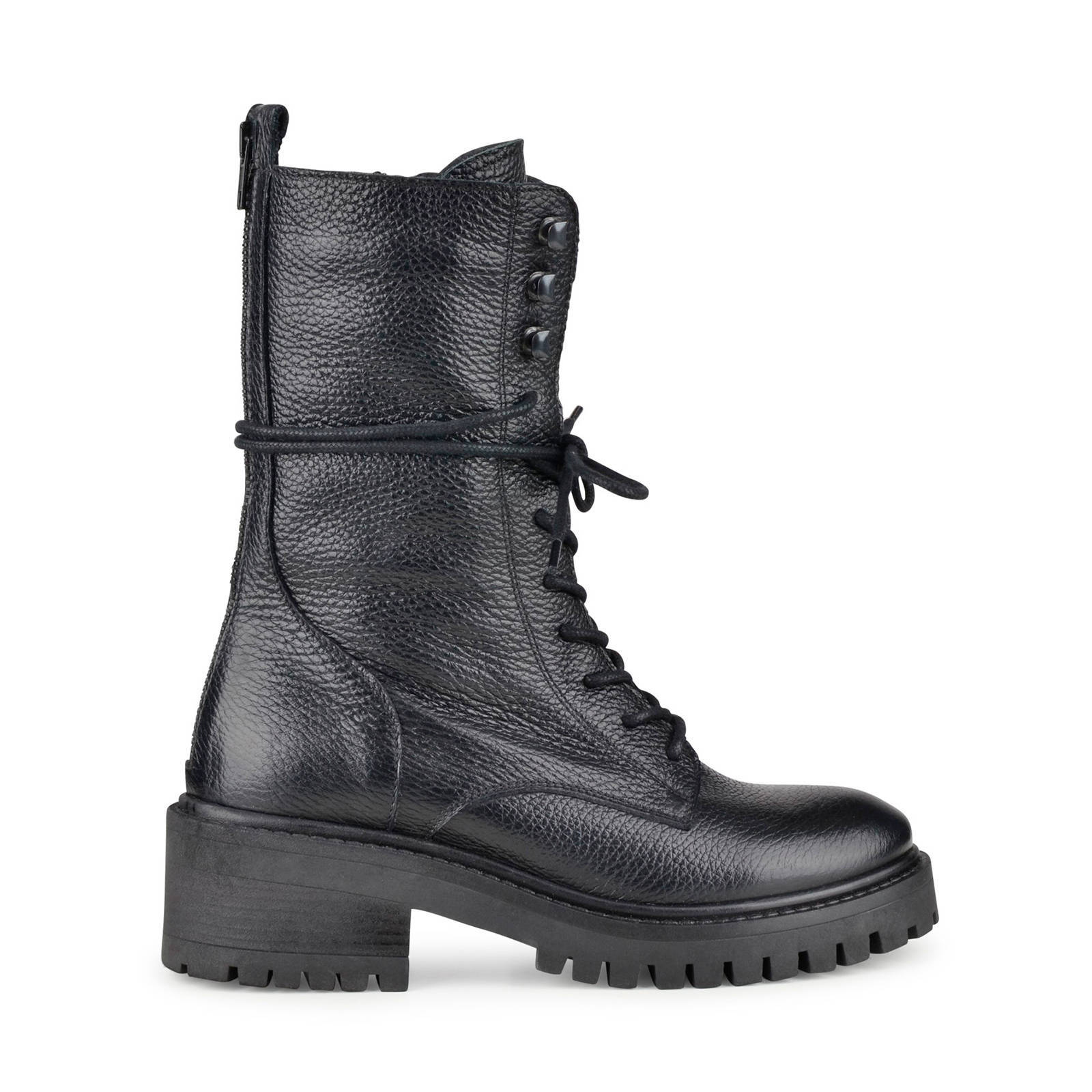 PS Poelman Klara leren veterboots zwart | wehkamp