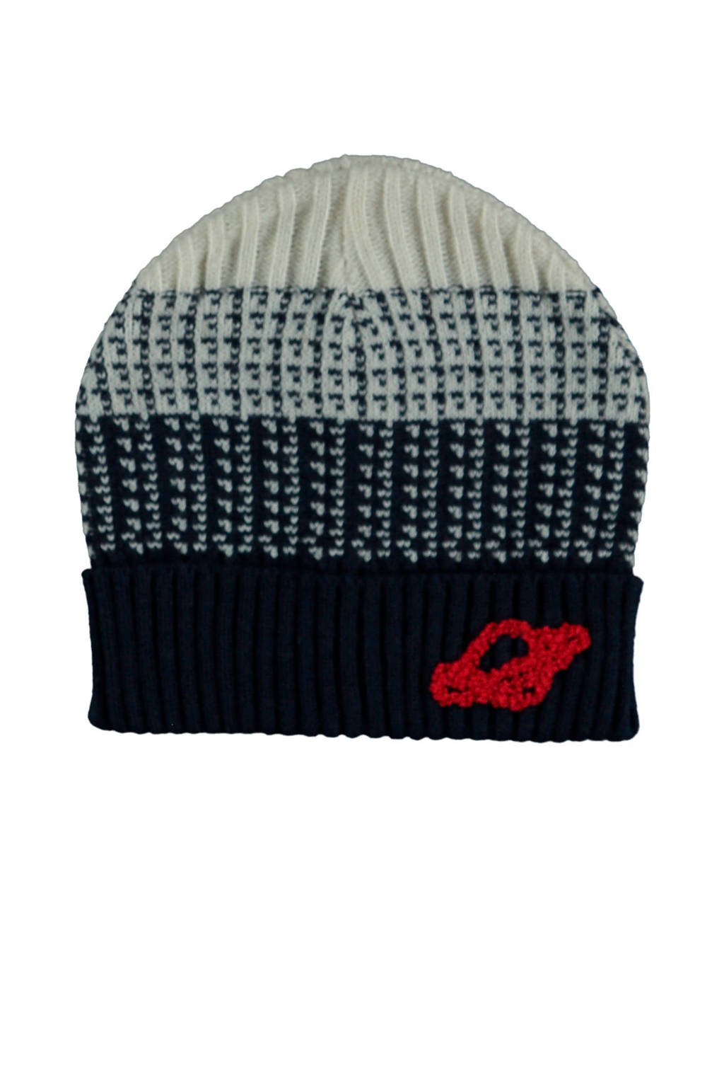 Sarlini muts streep grijs/blauw, Donkerblauw/grijs