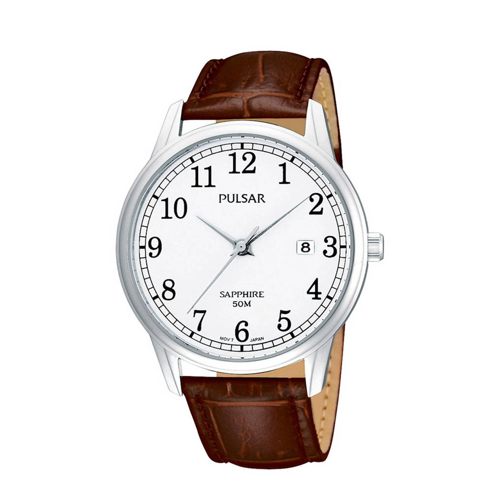 Pulsar horloge PS9055X1 zilver/bruin, Bruin