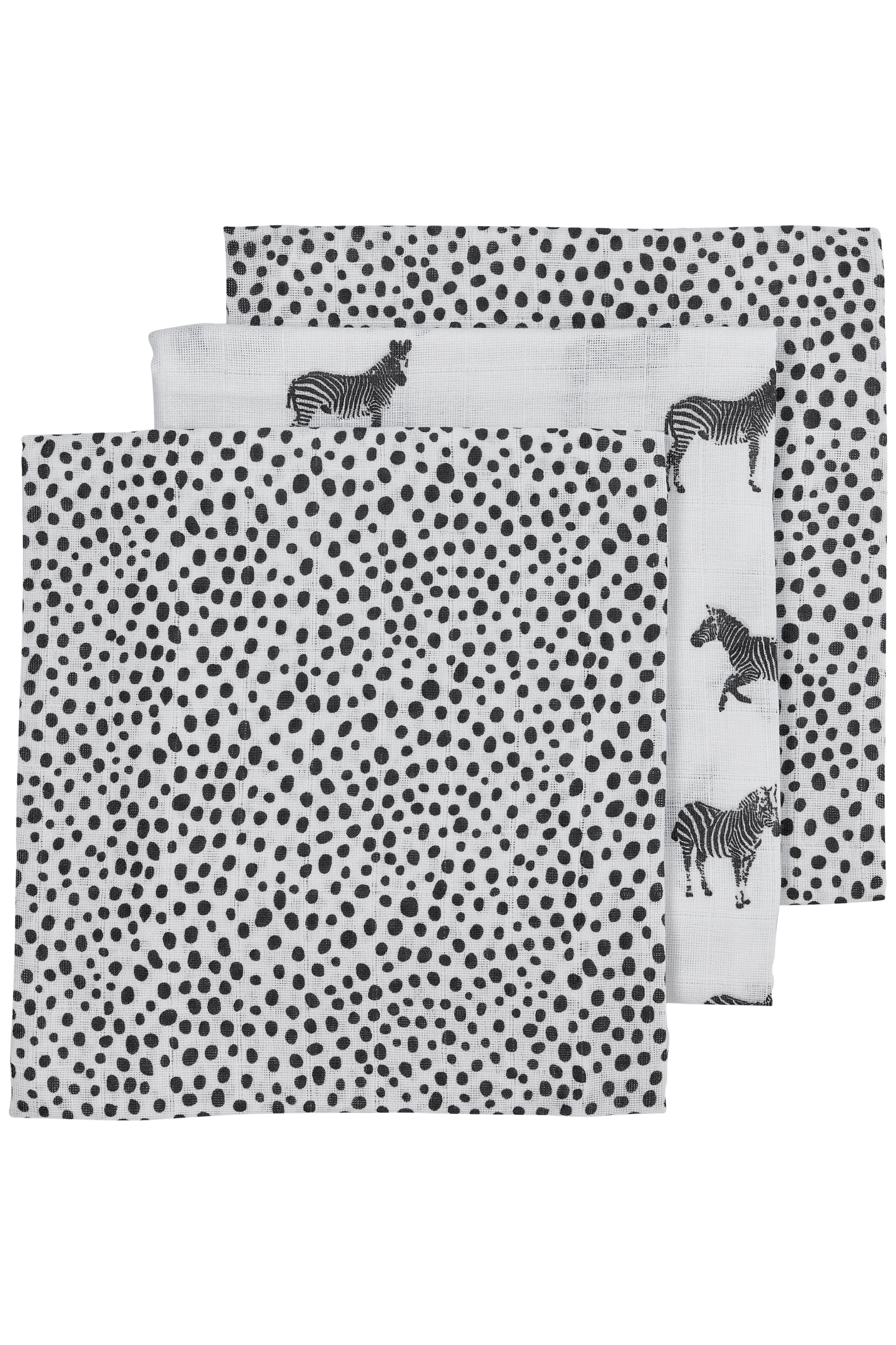 Meyco hydrofiele luier Zebra animal Cheetah set van 3 70x70 cm zwart/wit online kopen