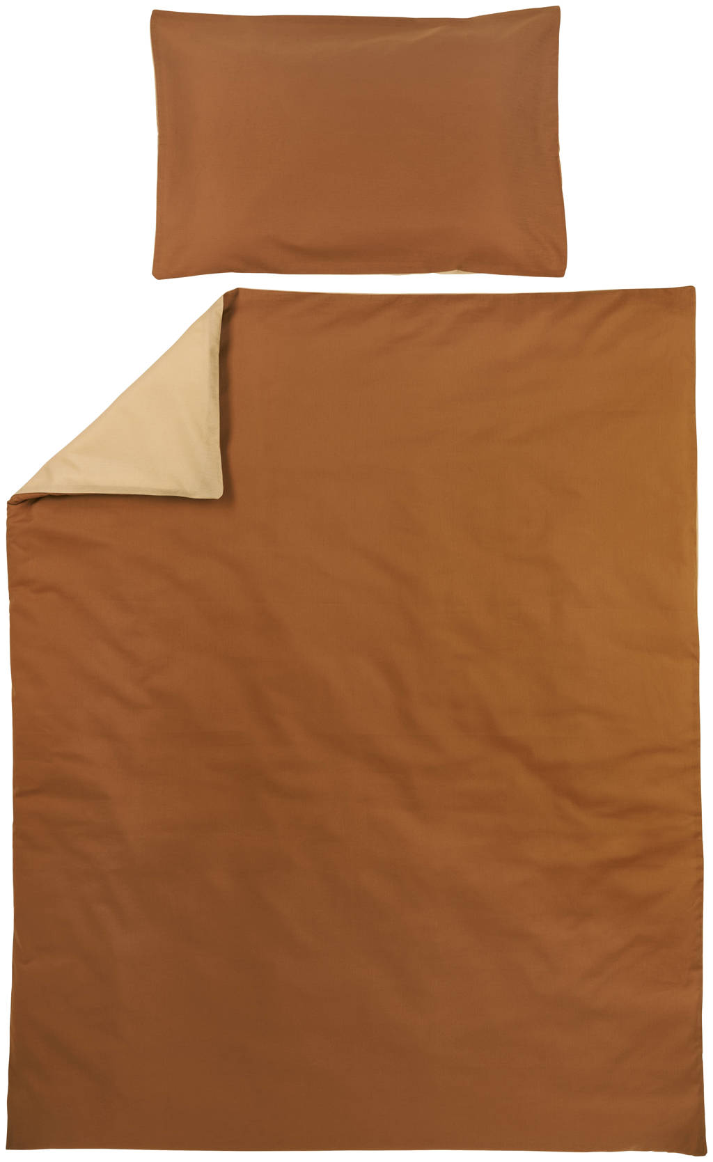Meyco ledikant dekbedovertrek + kussensloop 120x150 cm Uni camel/warm sand, Camel/Zand