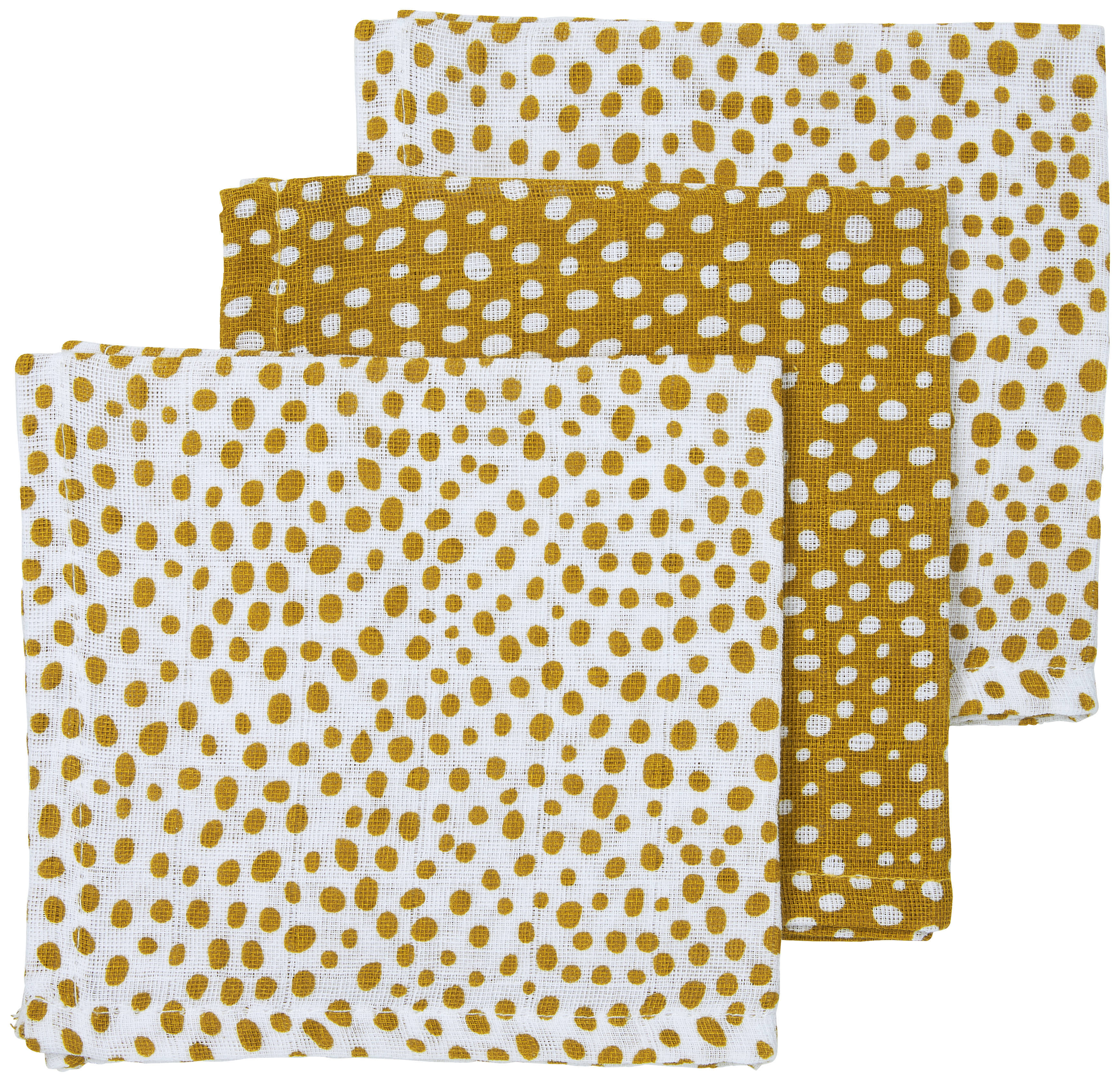 Meyco hydrofiel monddoekje set van 3 Cheetah 30x30x cm honey gold Monddoekjes Goud