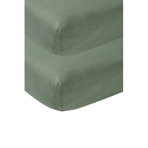 Meyco katoenen jersey hoeslaken wieg - set van 2 50x90 forest green afbeelding