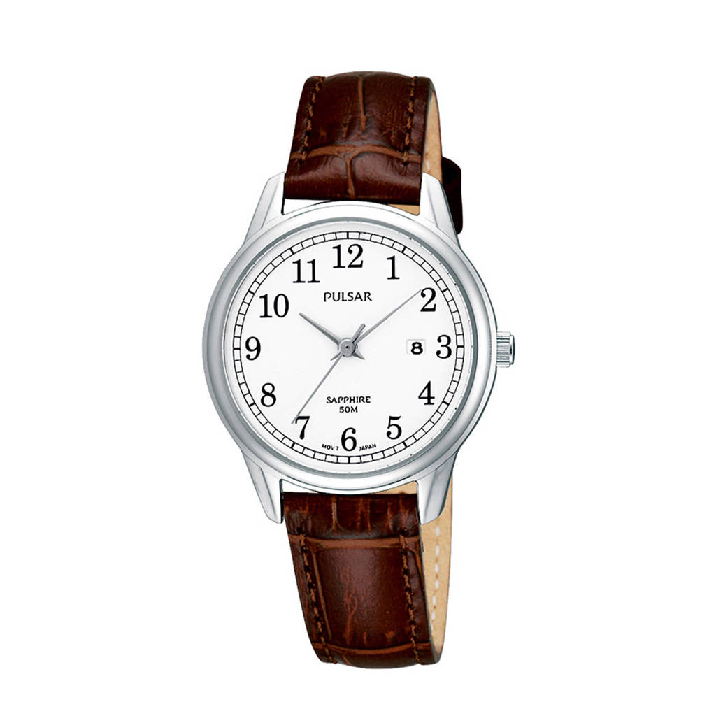 Pulsar horloge PH7187X1 zilver, Zilver/bruin