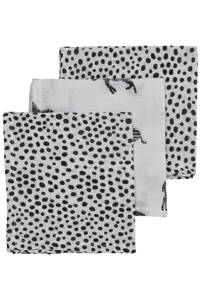 Meyco hydrofiel monddoekje - set van 3 Zebra/Cheetah 30x30 cm wit/zwart, Wit/zwart