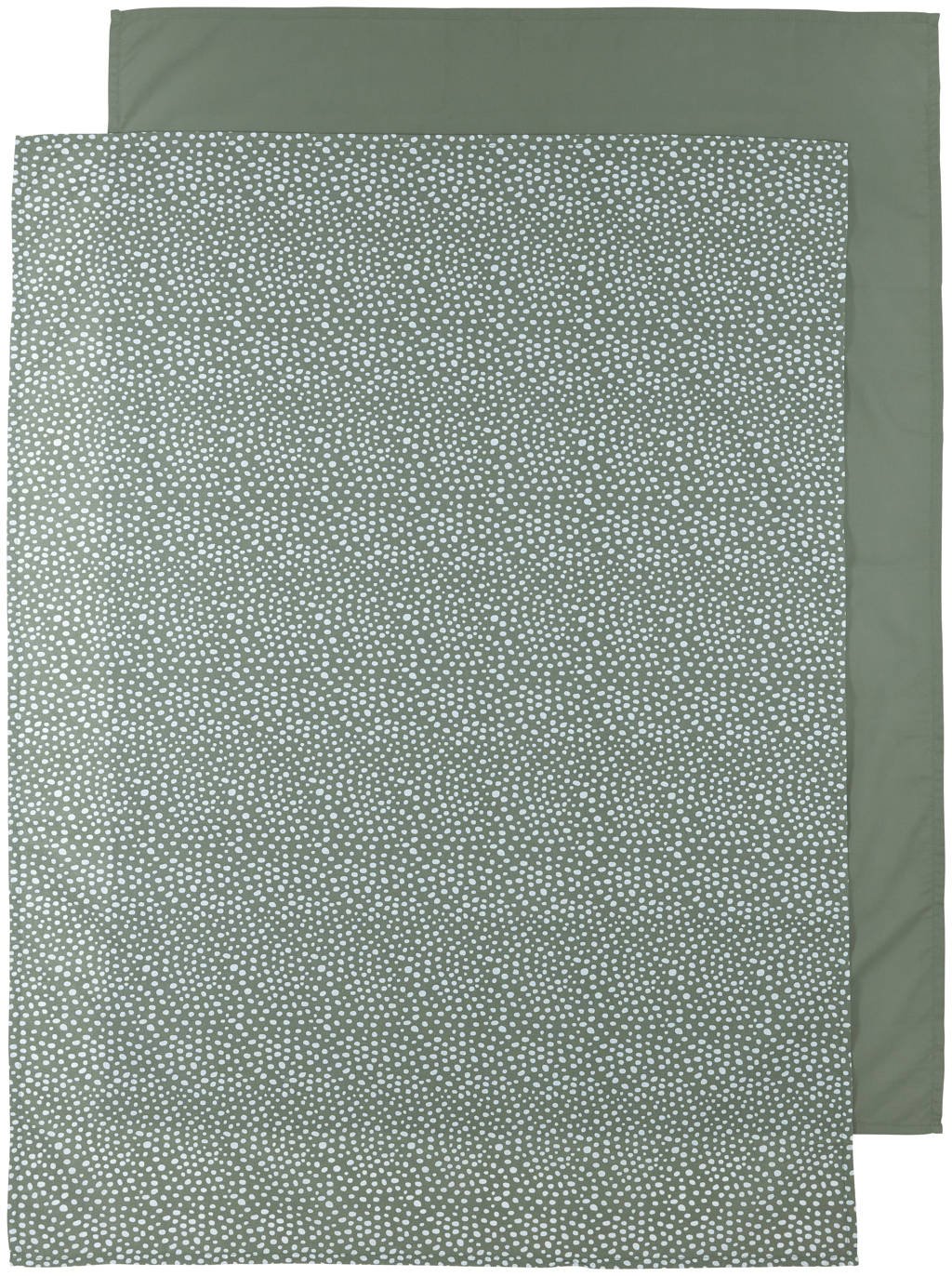 Meyco baby ledikantlaken - set van 2 100x150 cm Cheetah/Uni forest green, Donkergroen