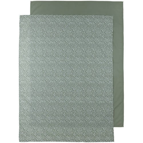Meyco baby ledikantlaken - set van 2 100x150 cm Cheetah/Uni forest green afbeelding