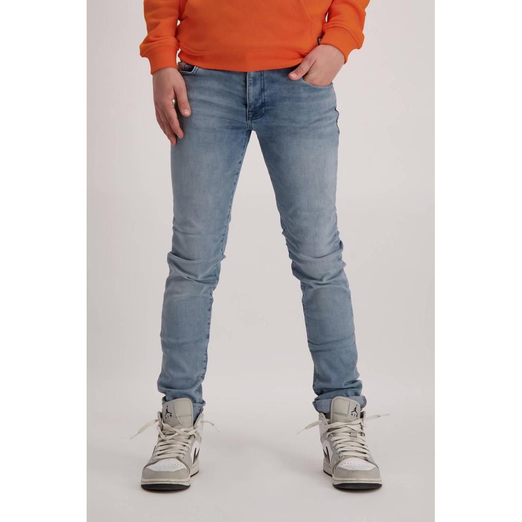 Light blue denim jongens Cars slim fit jeans Rooklyn met effen
