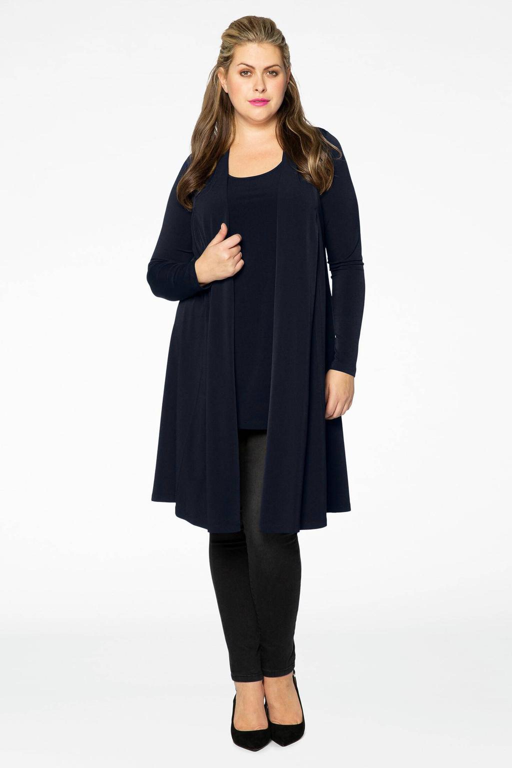 YOEK vest van travelstof DOLCE donkerblauw