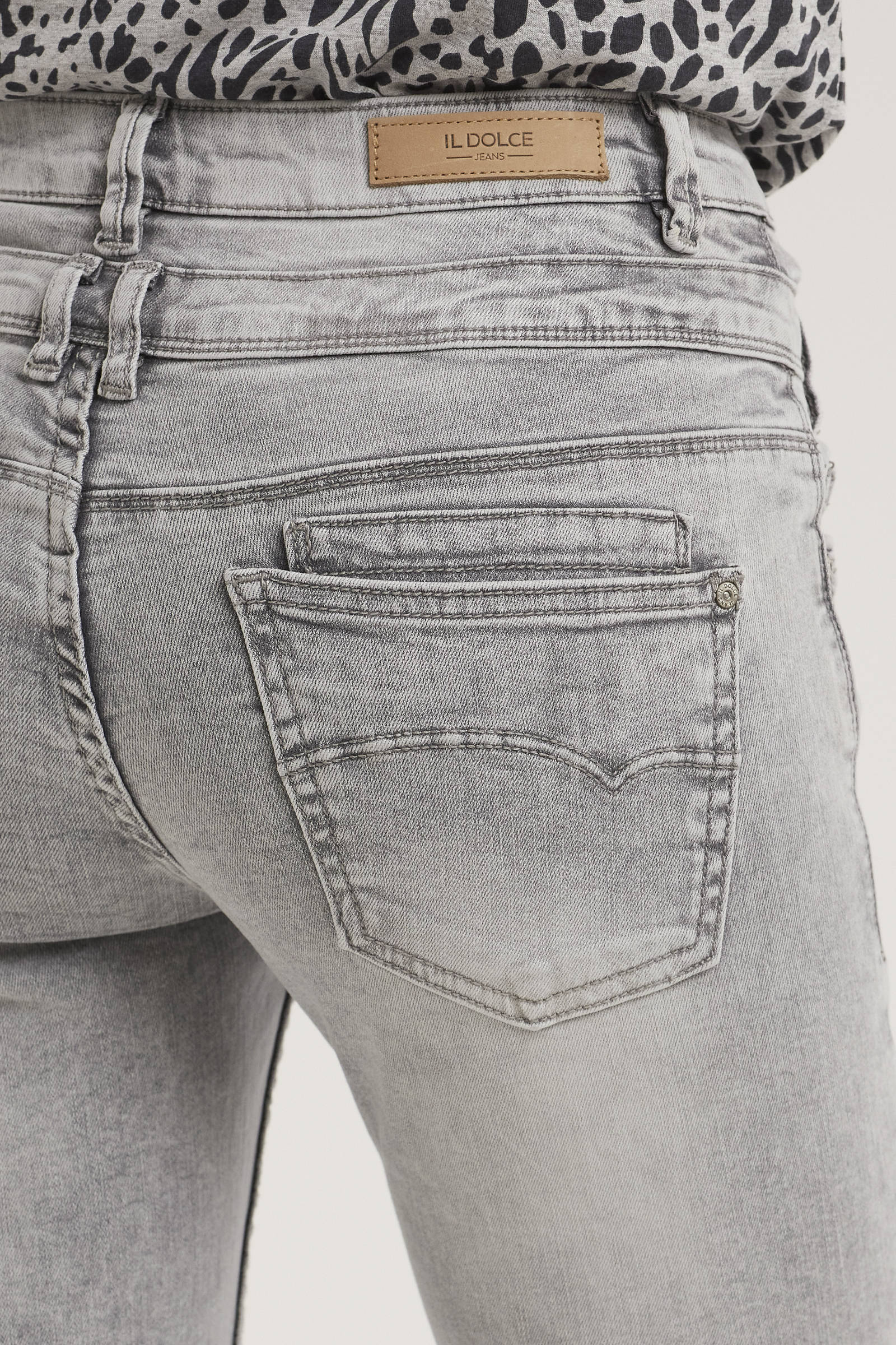 Il Dolce high waist slim fit jeans Ibiza light grey | wehkamp