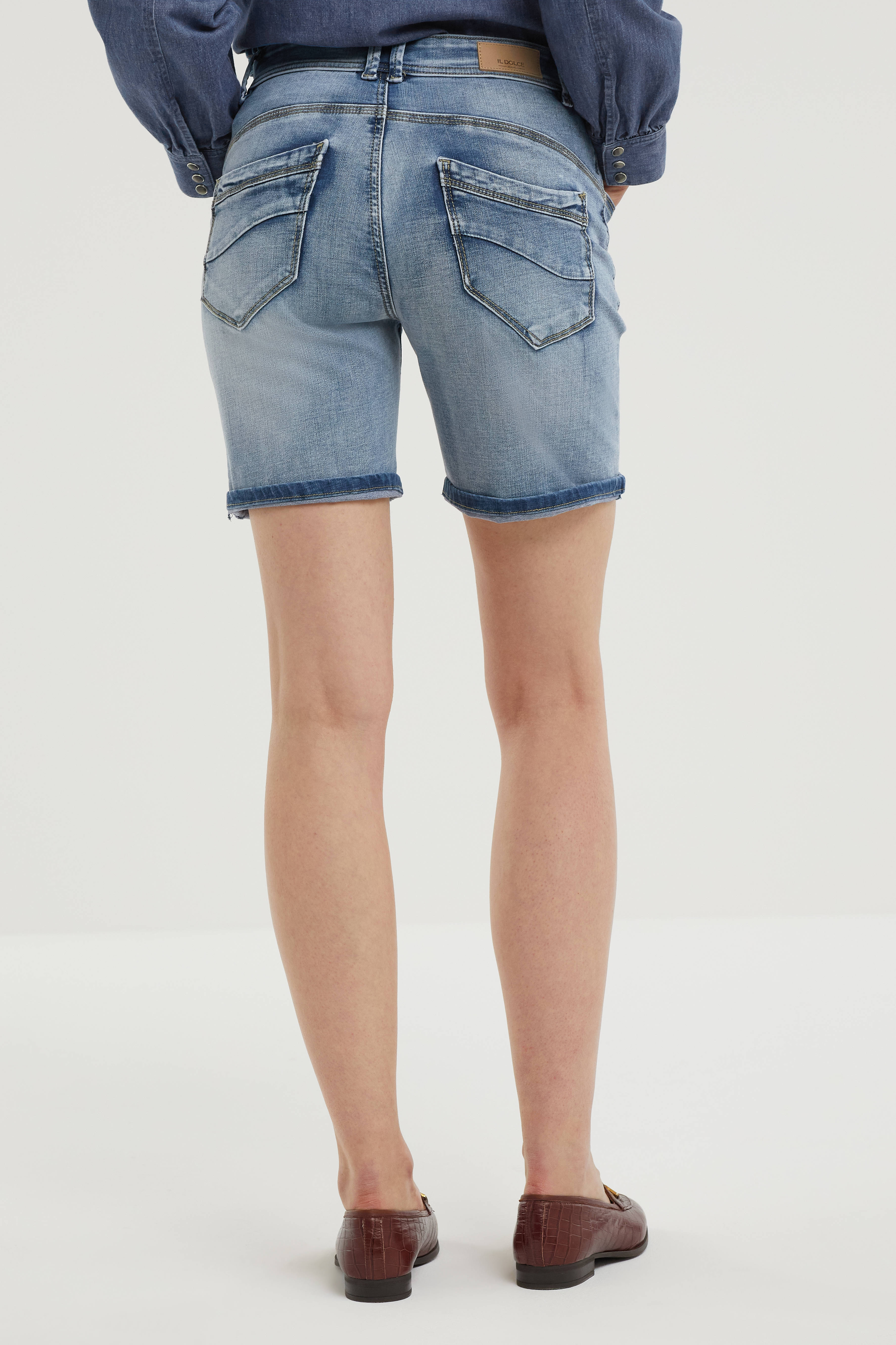 Il Dolce slim fit jeans short Ashley medium blue | wehkamp