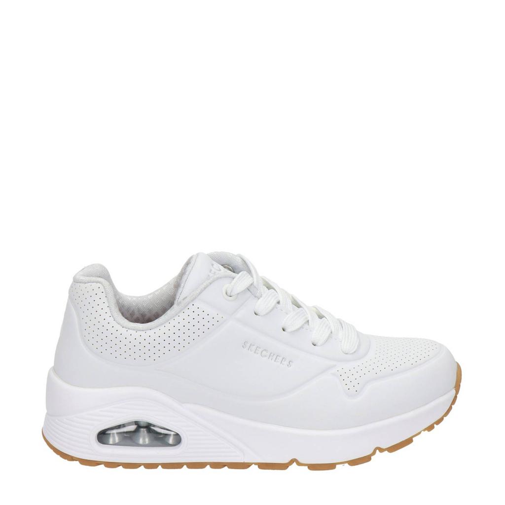 Witte jongens en meisjes Skechers sneakers van imitatieleer met veters