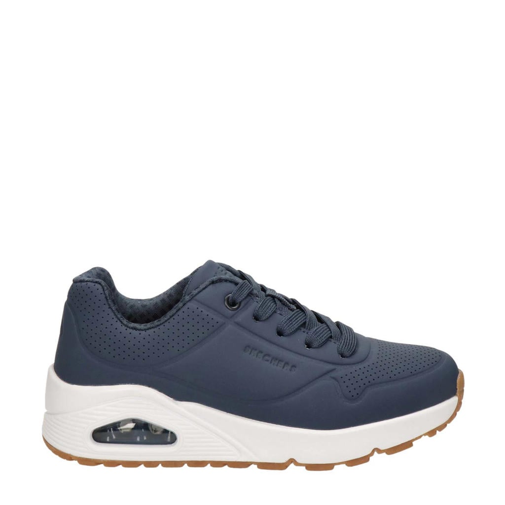 Blauwe jongens en meisjes Skechers sneakers van imitatieleer met veters