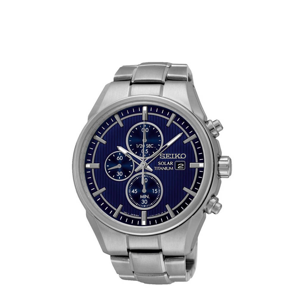 Seiko horloge SSC365P1 grijs, Grijs/blauw