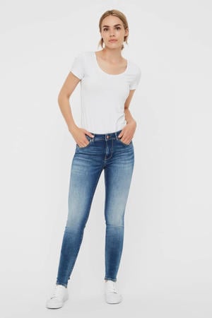 mid waist skinny jeans Lux met katoen VMLUX medium blue denim